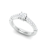 Load image into Gallery viewer, 30-Pointer Platinum Engagement Solitaire Ring with Diamond Accents JL PT 674
