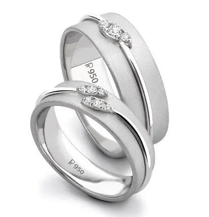 Designer Platinum Love Bands with Diamonds SJ PTO 238 in India