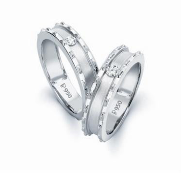 Designer Platinum Love Bands with Single Diamonds SJ PTO 109 in India