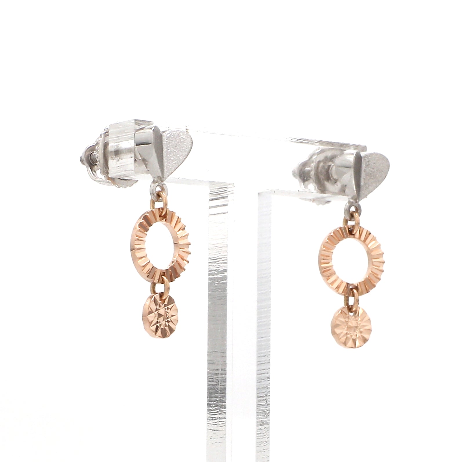 Designer Plain Platinum & Rose Gold Earrings JL PT E 213