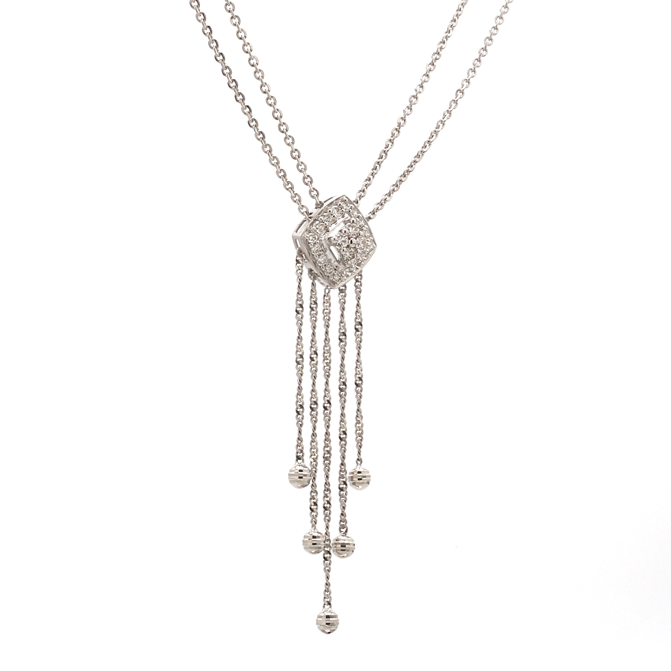 Elegant Platinum Evara Diamond Necklace & Earrings with Diamonds for Women JL PTN 717