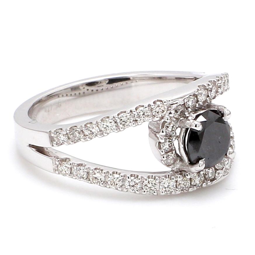 Platinum Engagement Ring for Women with Black Diamond  SJ PTO 516-BlackDiamond