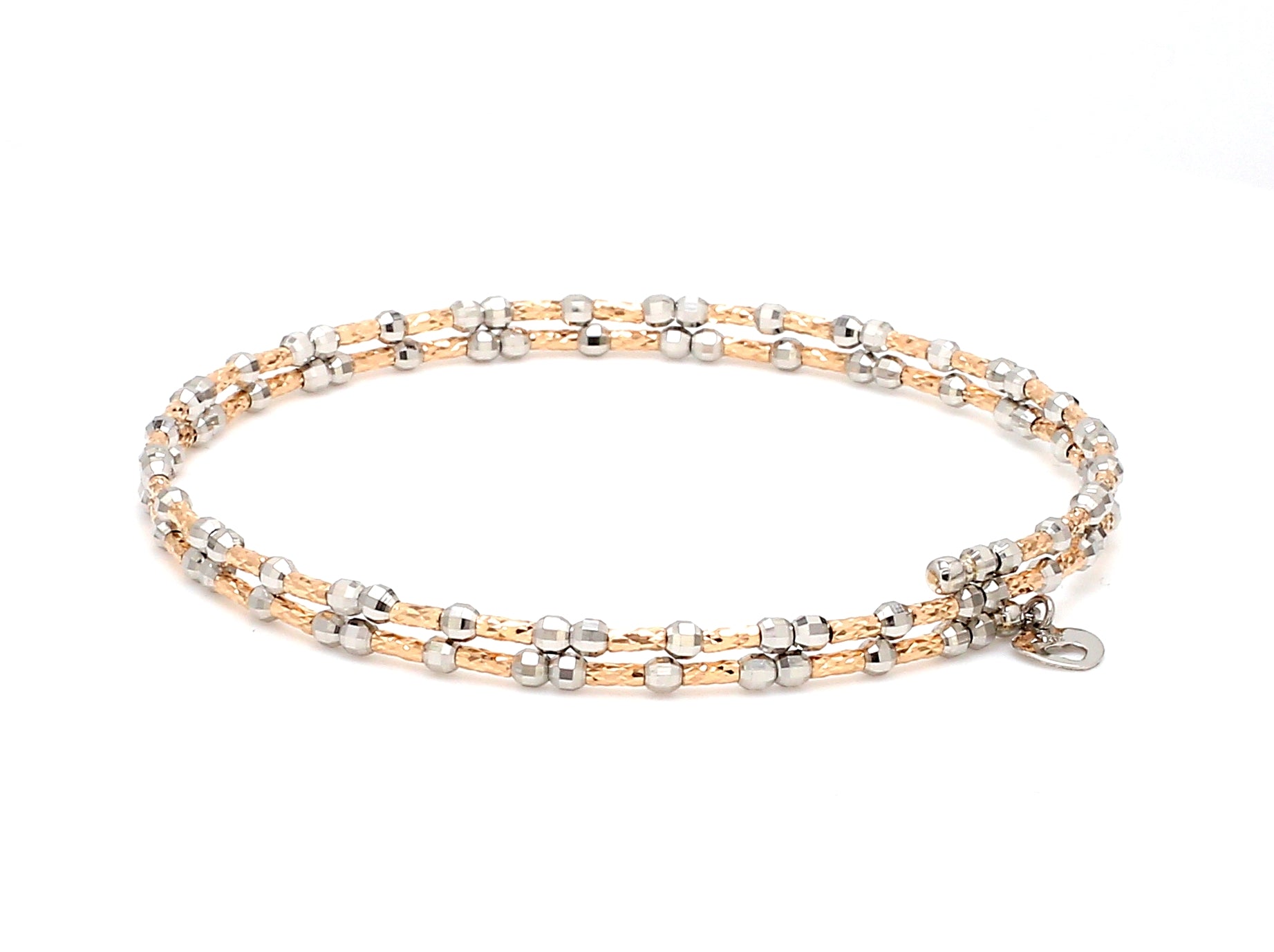 Unique 2-Row Japanese Platinum & Rose Gold Bracelet for Women JL PTB 774