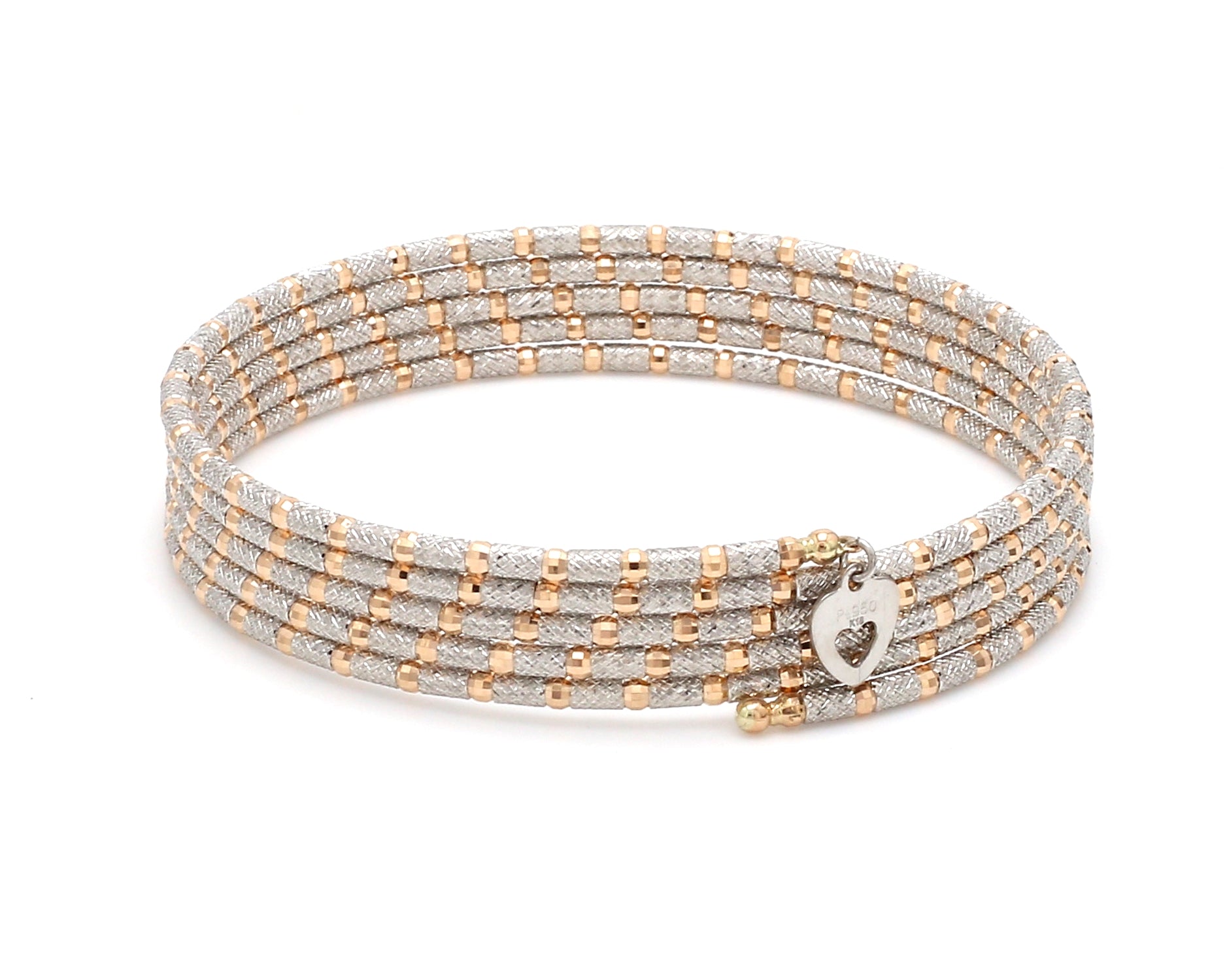 Unique 5-Row Japanese Platinum & Rose Gold Bracelet for Women JL PTB 727   Jewelove.US