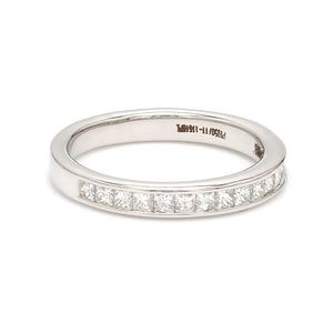 Princess Cut Diamond Platinum Half Eternity Wedding Band for Women JL PT 1005