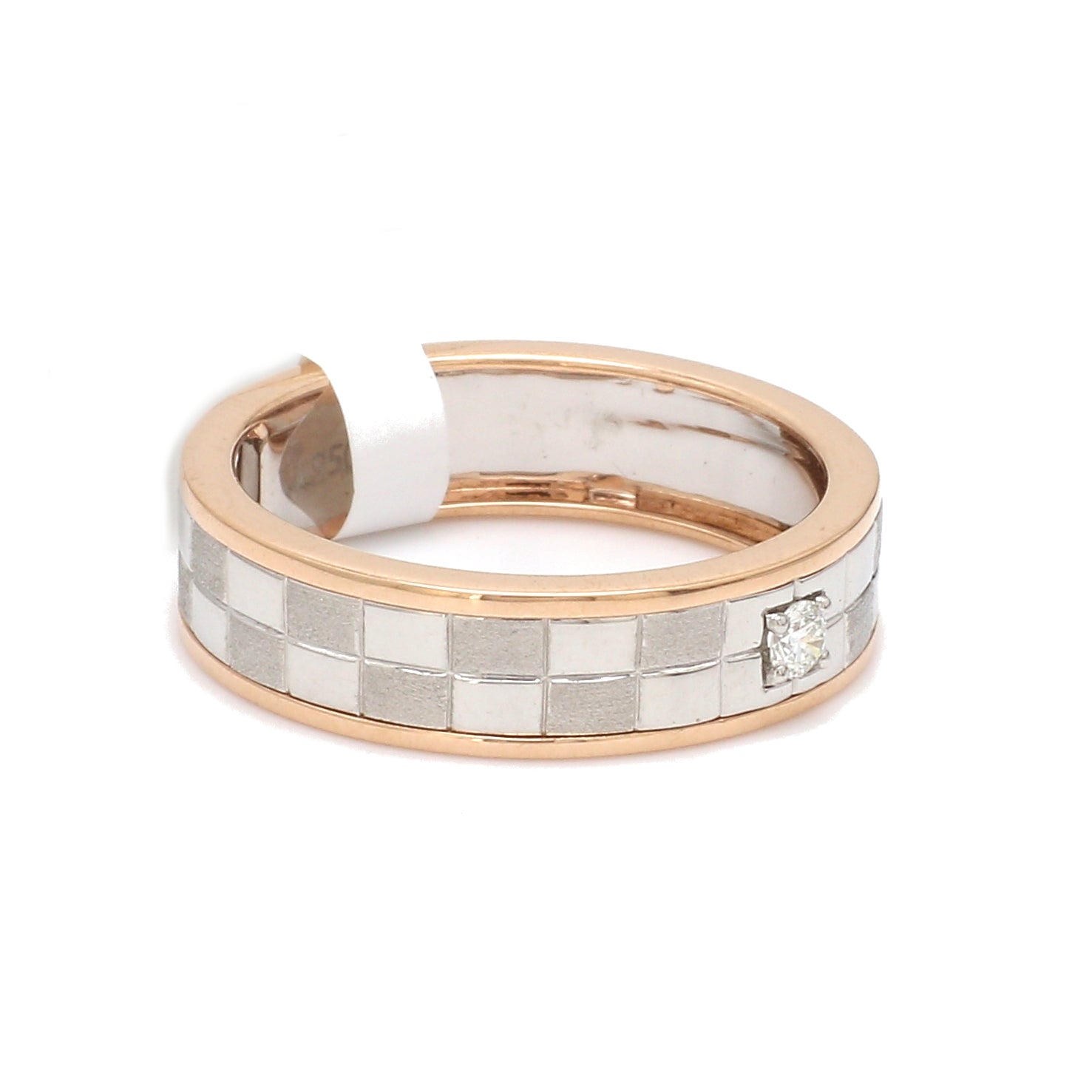 Side View of Platinum & Rose Gold Ring with Single Diamonds for Men's JL PT 1121