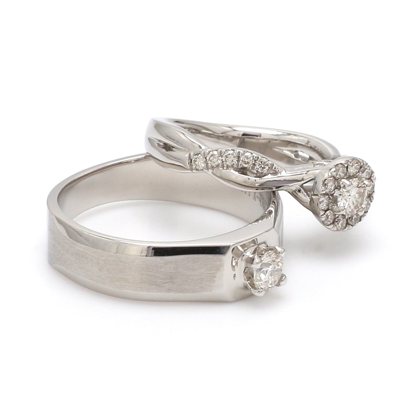 Platinum Solitaire Couple Rings JL PT 983