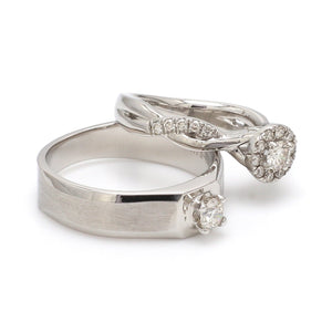 Platinum Solitaire Couple Rings JL PT 983