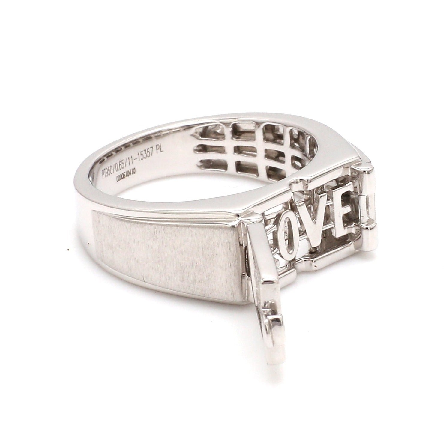 Designer 18K White Gold with Diamond Princess Cut Ring with a Openable Secret Message for Men JL PT 1009