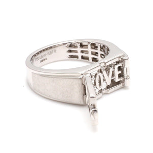 Designer 18K White Gold with Diamond Princess Cut Ring with a Openable Secret Message for Men JL PT 1009