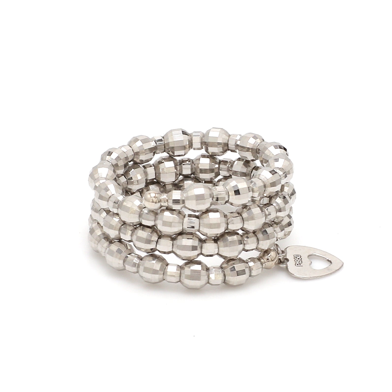 Japanese 3 Row Flexible Size Platinum Ring with Diamond Cut Balls JL PT 1019