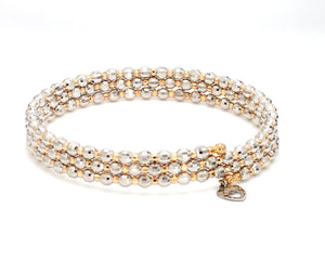 Japanese 3-row Platinum & Rose Gold Bracelet for Women with Diamond Cut Balls JL PTB 768