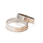 Load image into Gallery viewer, Designer Platinum &amp; Rose Gold Couple Rings JL PT 1129
