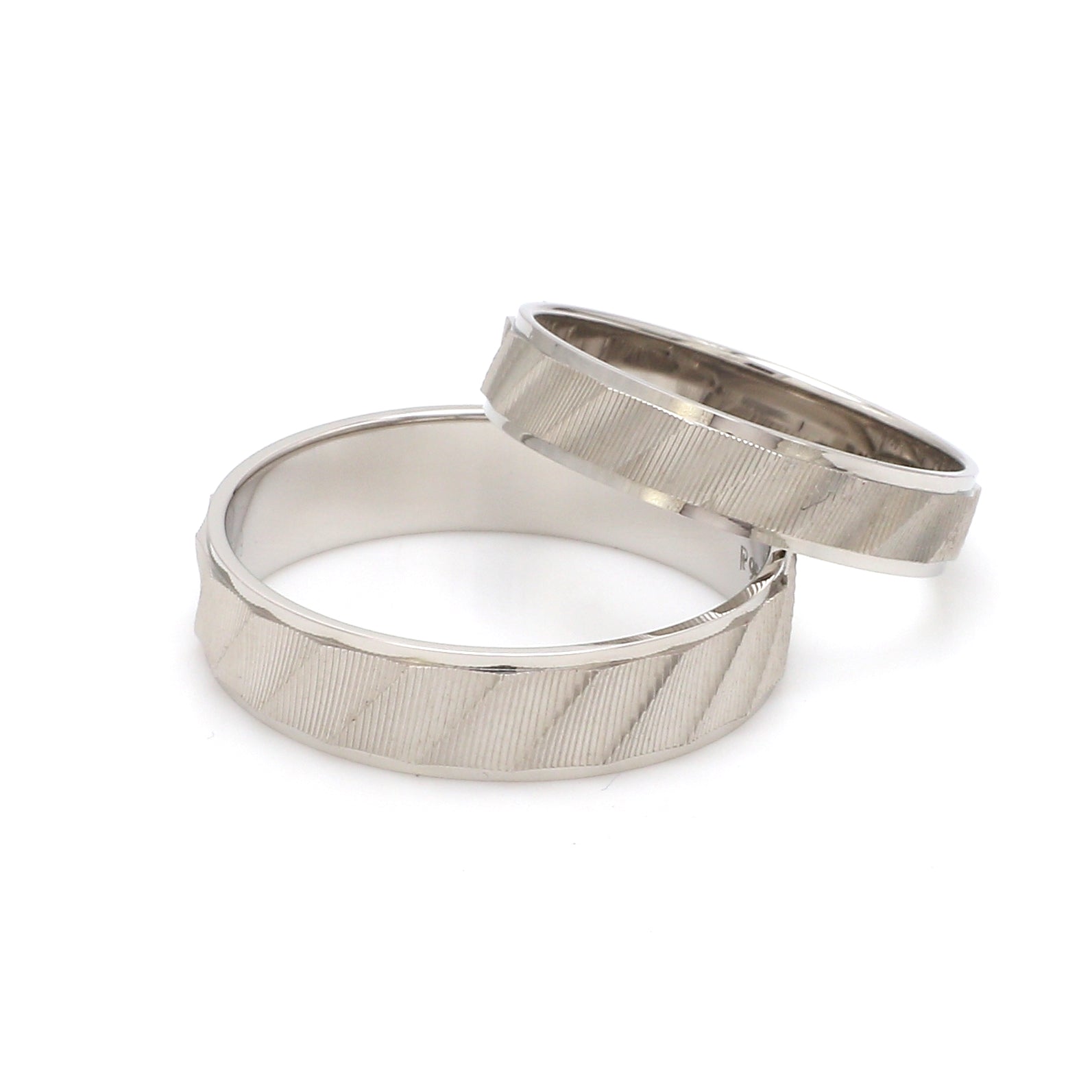 Designer Plain Platinum Love Bands with Unique Slanting Texture JL PT 1108   Jewelove.US