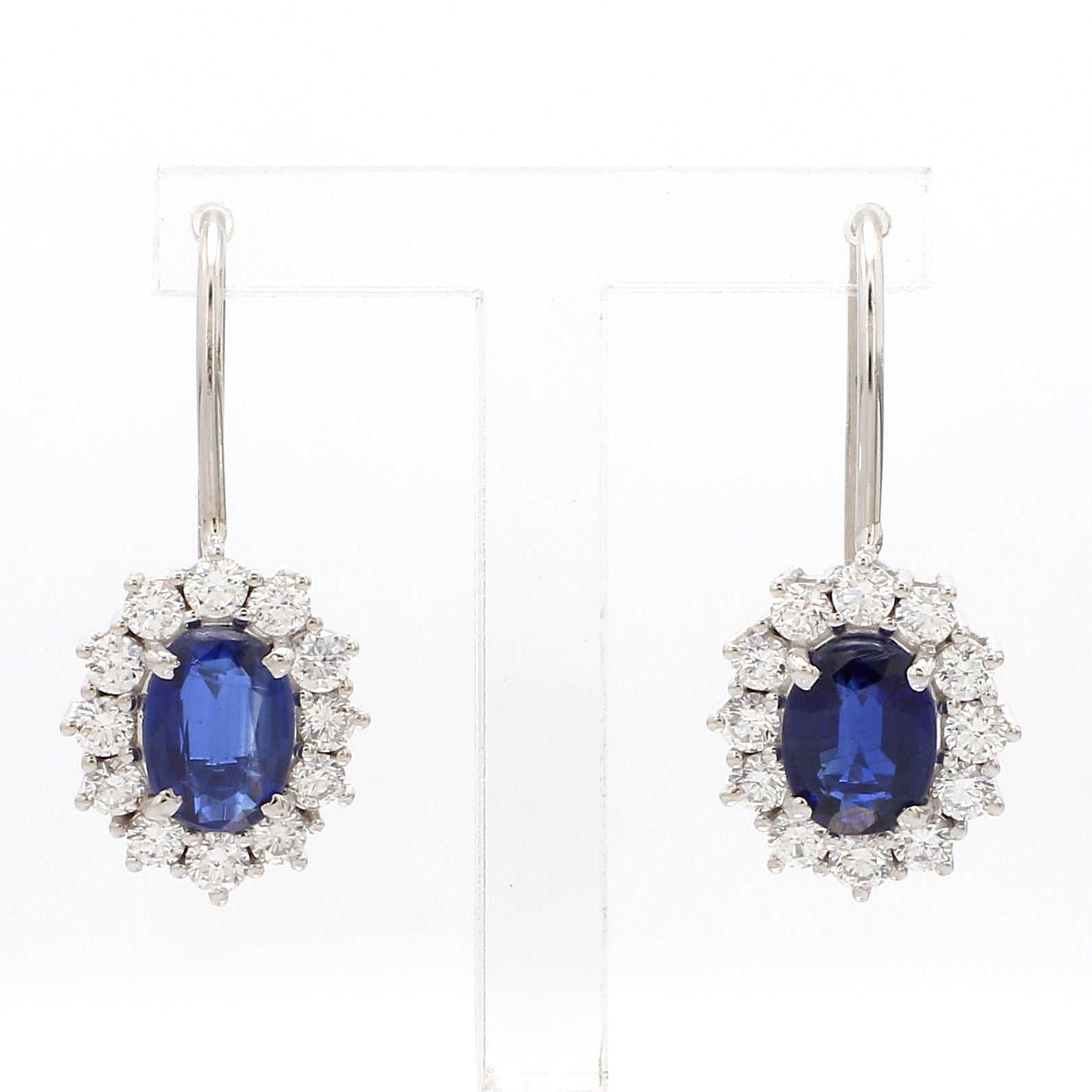 Customised 14K White Gold Kyanite Earrings with diamonds   Jewelove.US