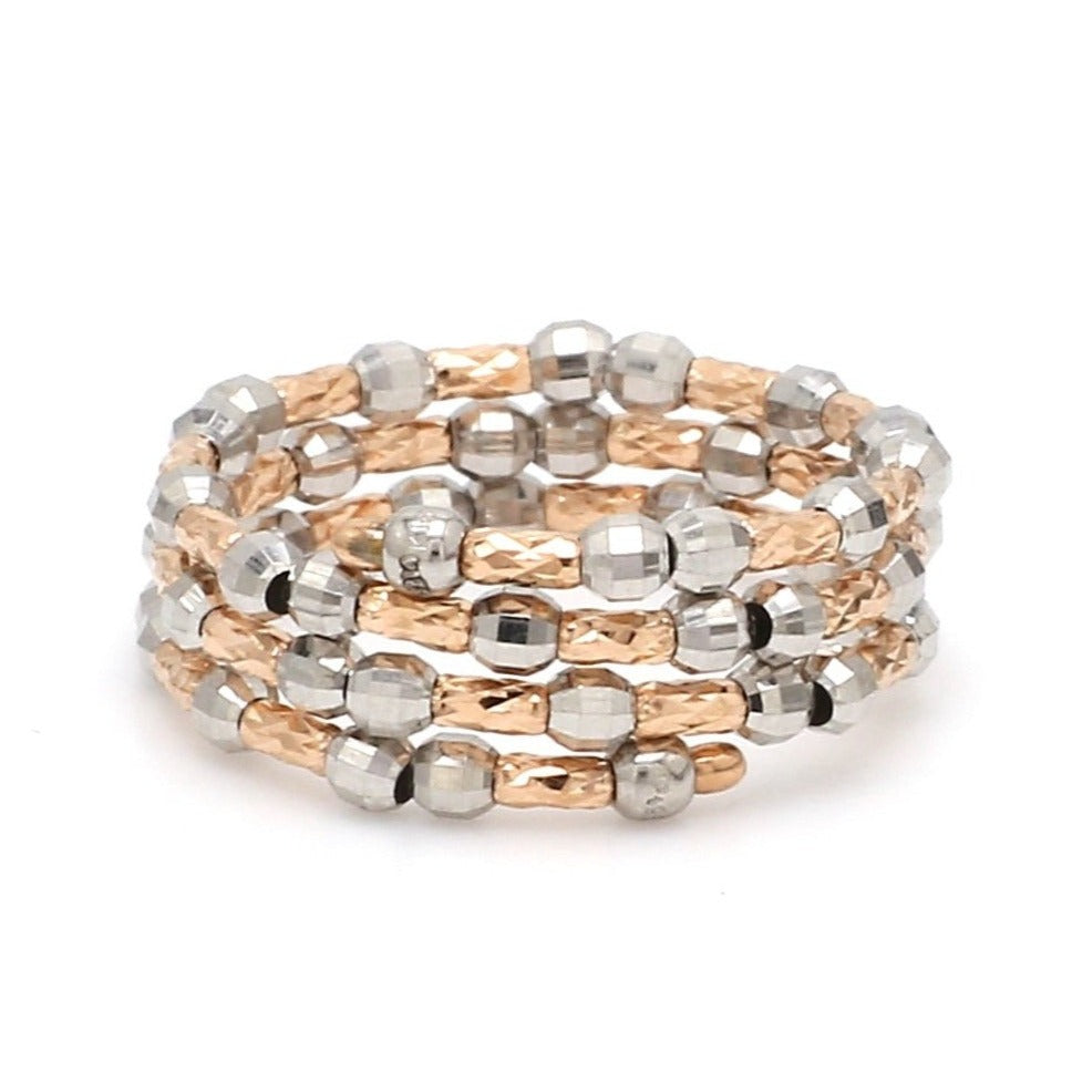 Dazzling Shiny 3-Row Flexible Platinum & Rose Gold Ring with Diamond Cut Balls JL PT 718   Jewelove.US