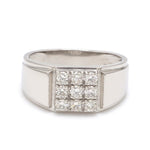 Load image into Gallery viewer, Front View of 9 Diamond Platinum Ring for Men JL PT 940 - Hi-Polish
