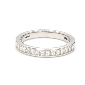 Princess Cut Diamond Platinum Half Eternity Wedding Band for Women JL PT 1005