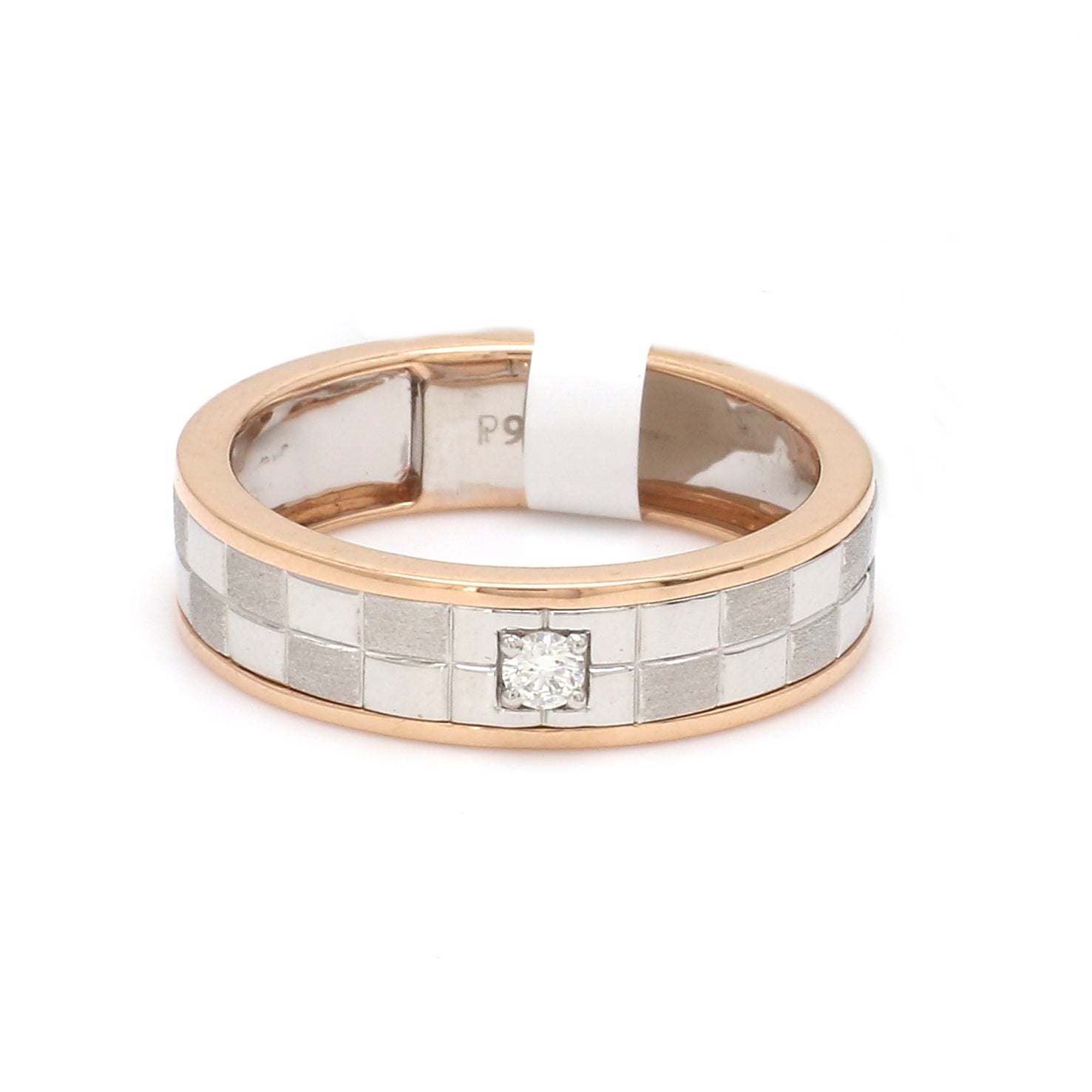 Chess Couple Rings in Platinum & Rose Gold with Single Diamonds JL PT 1114 Men's Band Only