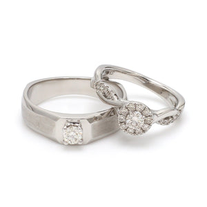 Platinum Solitaire Couple Rings JL PT 983