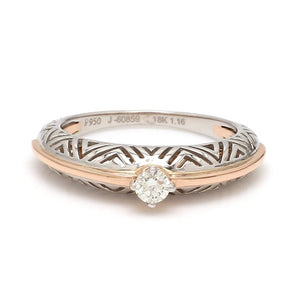 Platinum & Rose Gold Couple Rings with Single Diamonds JL PT 952