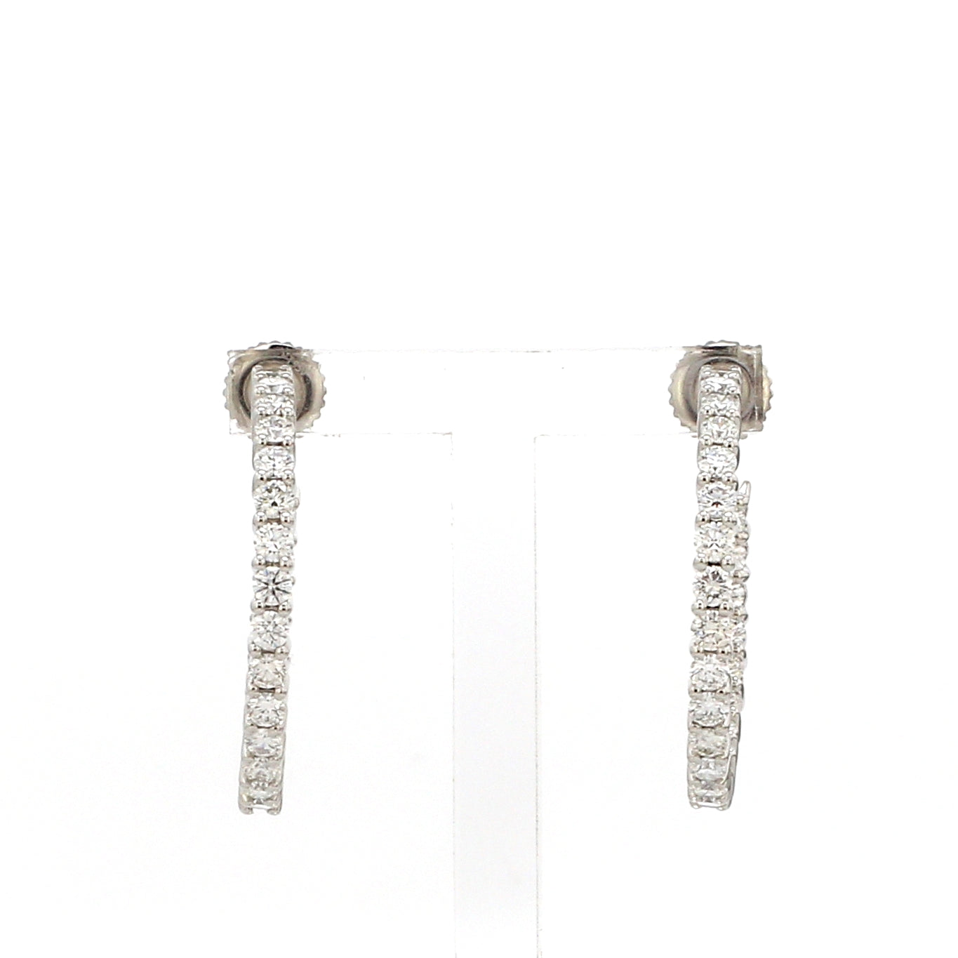 Platinum Diamond Hoop Bali Earrings for Women JL PT E DH RD 109   Jewelove.US