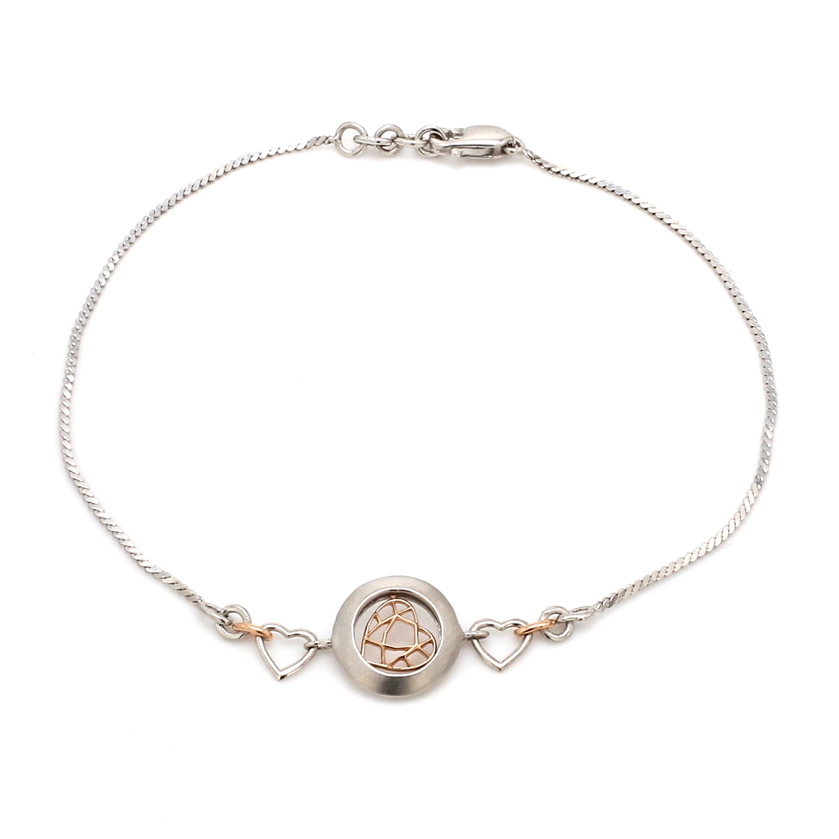 Platinum Rose Gold Heart Bracelet for Women JL PTB 745   Jewelove.US