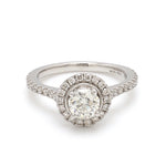 Load image into Gallery viewer, 50-Pointer Platinum Halo Solitaire Ring with Diamond Shank for Women JL PT 977
