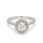 Load image into Gallery viewer, 50-Pointer Platinum Halo Solitaire Ring with Diamond Shank for Women JL PT 977   Jewelove.US
