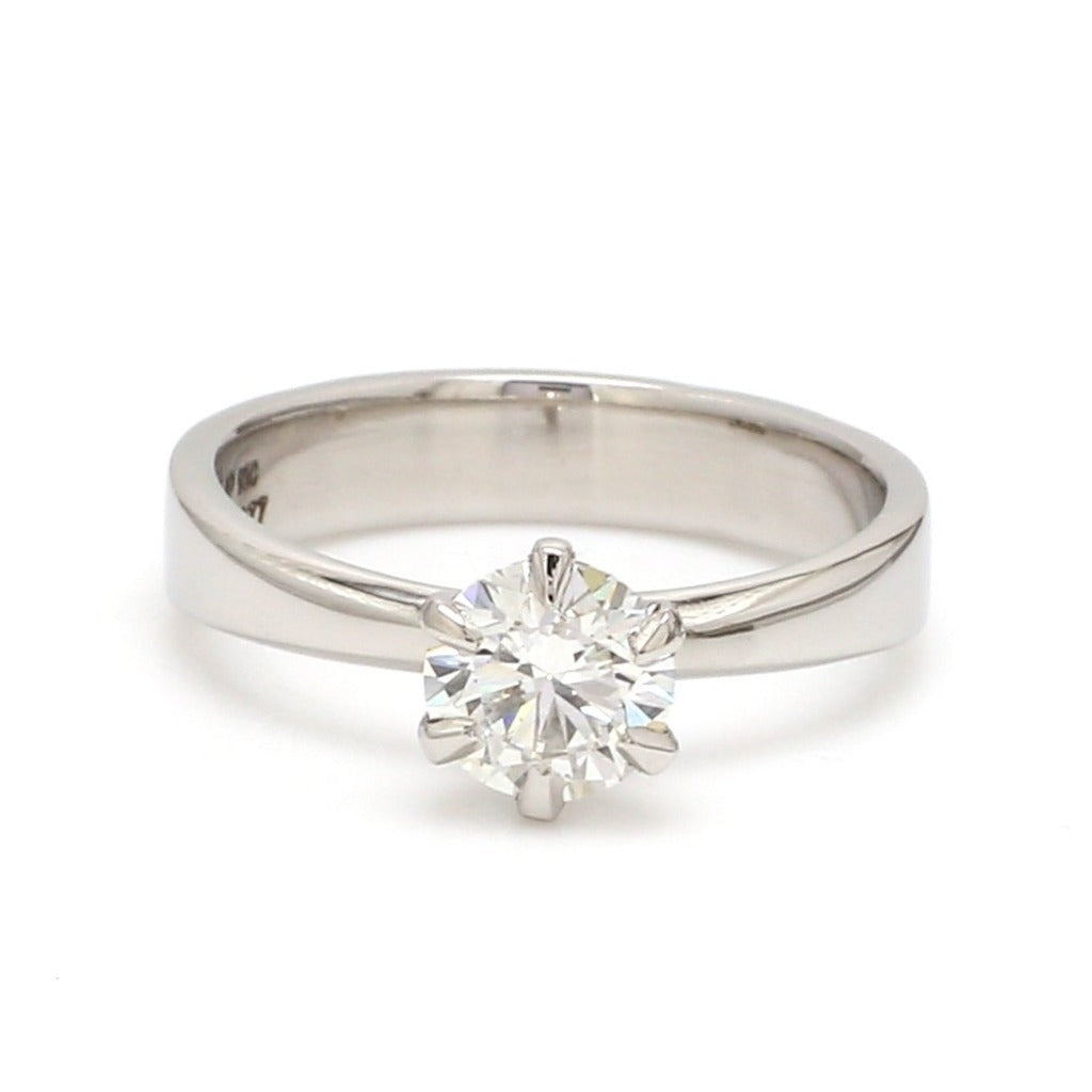 0.70 cts. 6 Prong Tapered Platinum Solitaire Ring JL PT 17