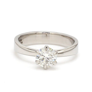 0.70 cts. 6 Prong Tapered Platinum Solitaire Ring JL PT 17