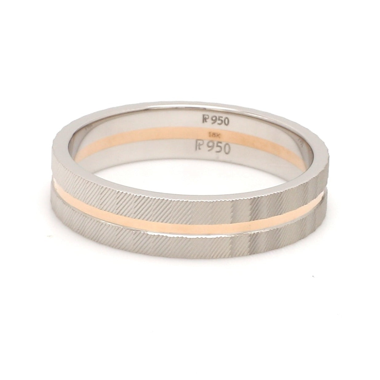 Front View of Designer Platinum & Rose Gold Ring for Men JL PT 1128