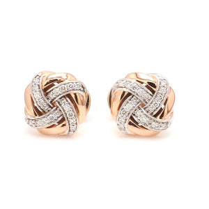 Customised 14K Rose Gold + White Gold earrings with diamonds   Jewelove.US