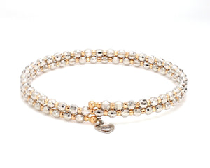 Japanese 2-row Platinum & Rose Gold Bracelet for Women with Diamond Cut Balls JL PTB 767   Jewelove.US