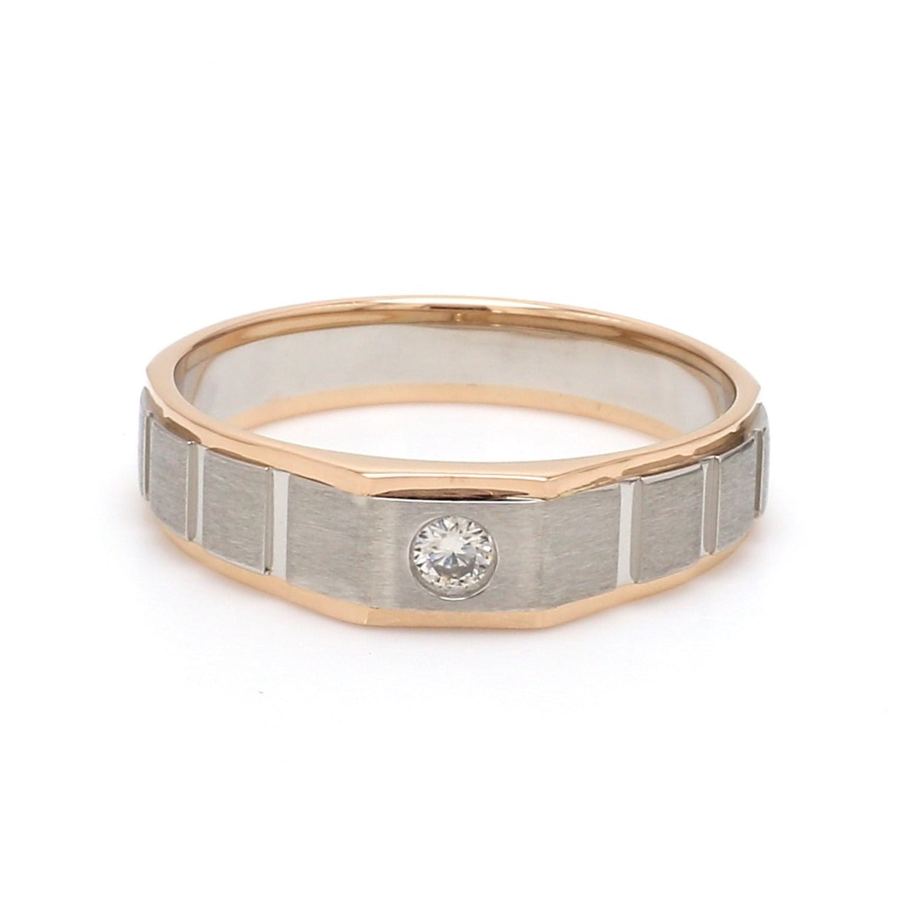 Men of Platinum | Square Profile Rose Gold Platinum Single Diamond Ring JL PT 994