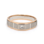 Load image into Gallery viewer, Men of Platinum | Square Profile Rose Gold Platinum Single Diamond Ring JL PT 994   Jewelove.US
