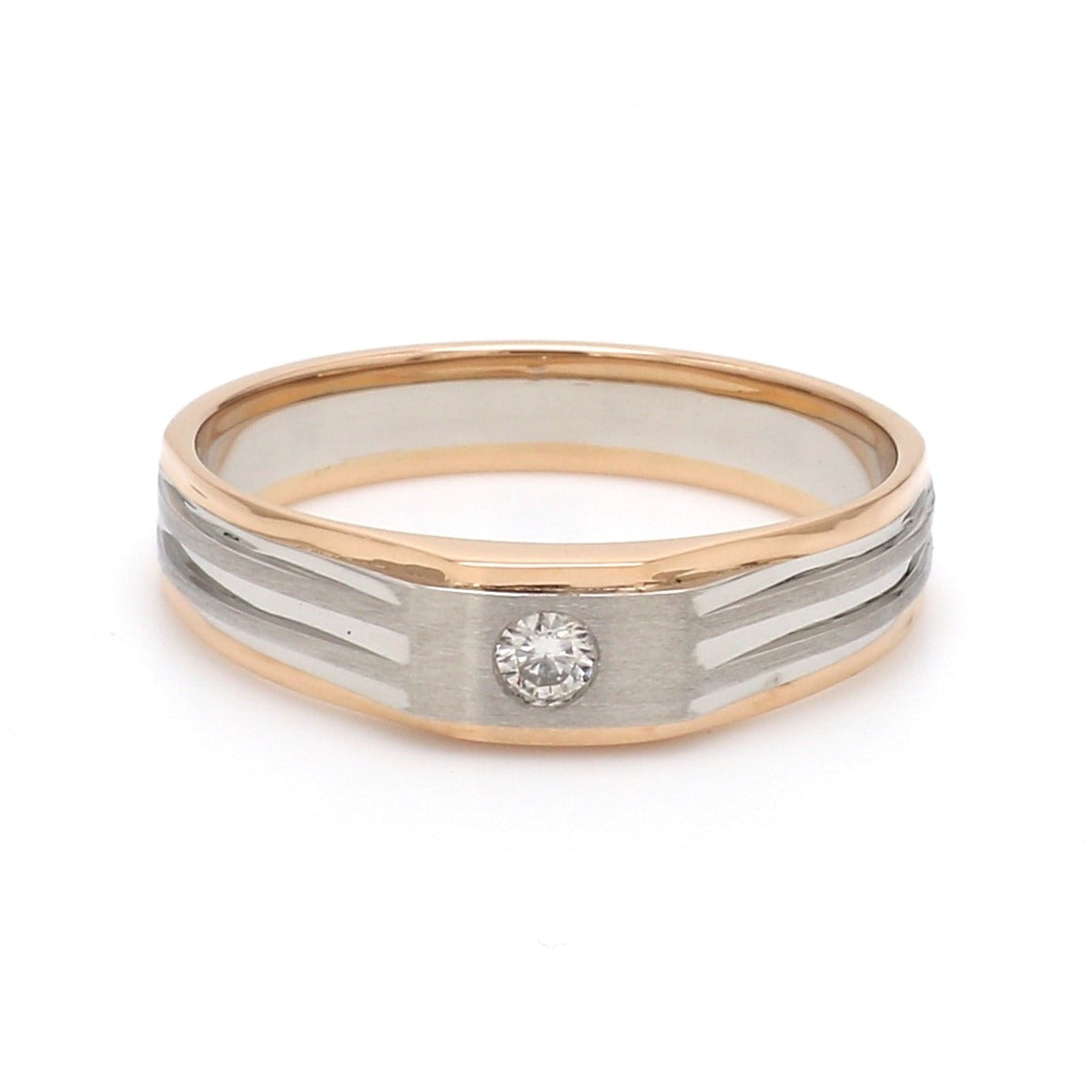 Platinum & Rose Gold Fusion Single Diamond Ring for Men JL PT 997