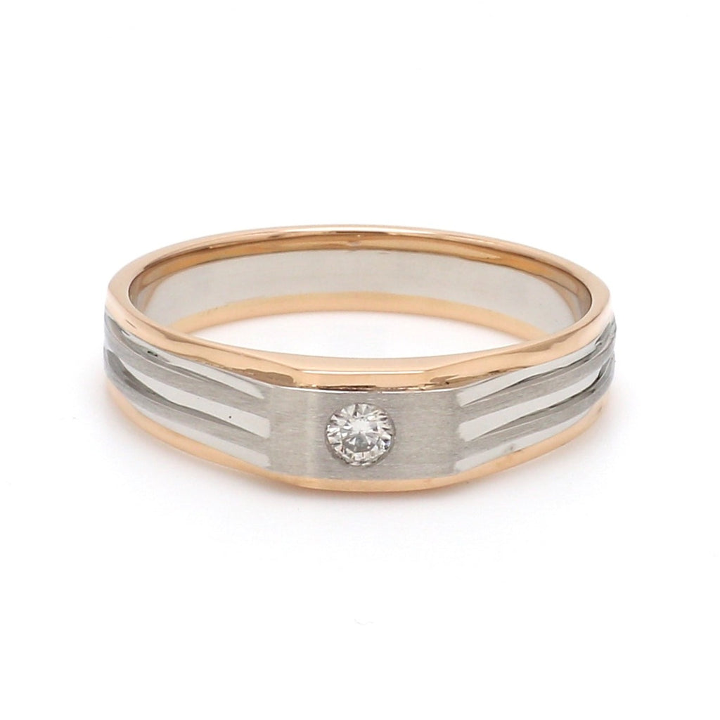 Platinum & Rose Gold Fusion Single Diamond Ring for Men JL PT 997  VVS-GH Jewelove.US