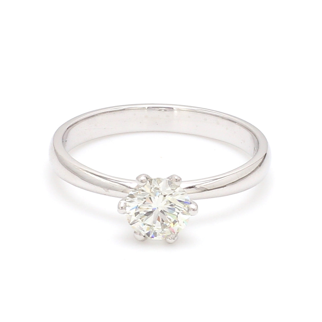 0.70 cts. 6 Prong Tapered Platinum Solitaire Ring JL PT 17