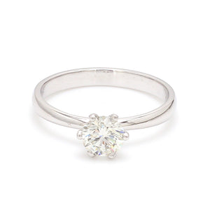 0.70 cts. 6 Prong Tapered Platinum Solitaire Ring JL PT 17