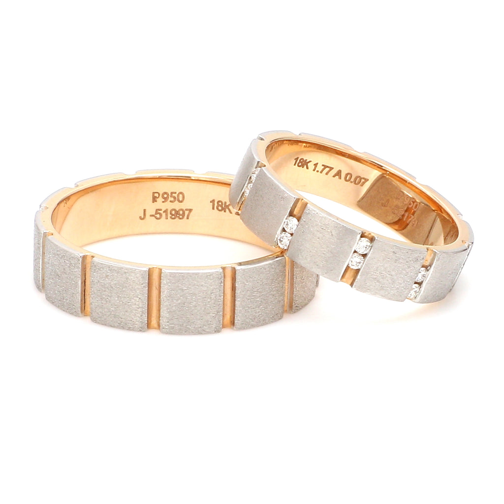 Platinum & Rose Gold Couple Rings with Diamond JL PT 1123   Jewelove.US
