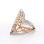 Load image into Gallery viewer, Designer V -shape Platinum &amp; Rose Gold Cocktail Ring for Women JL PT 967   Jewelove.US
