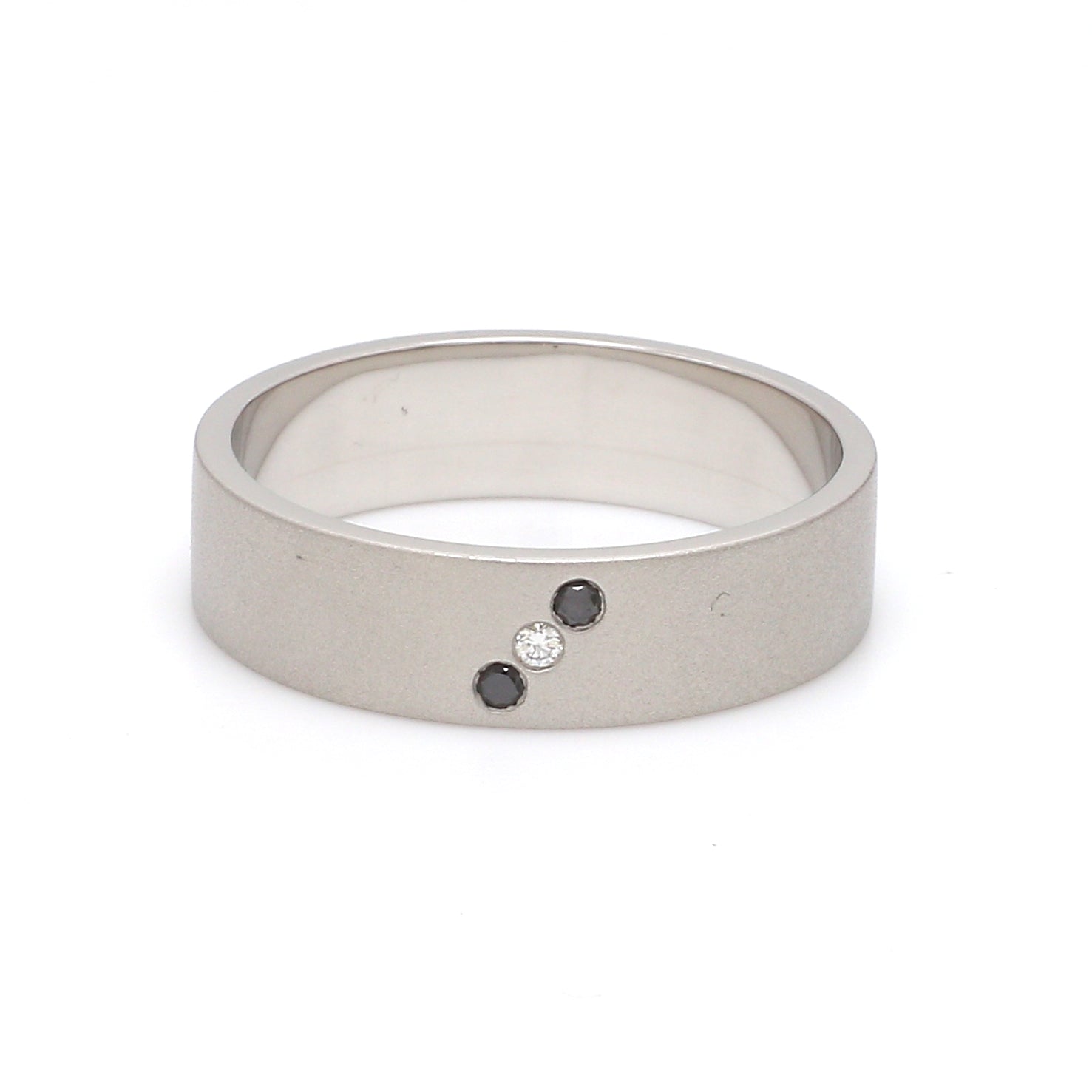 Customised Platinum White & Black Diamond Ring for Men JL PT 1140