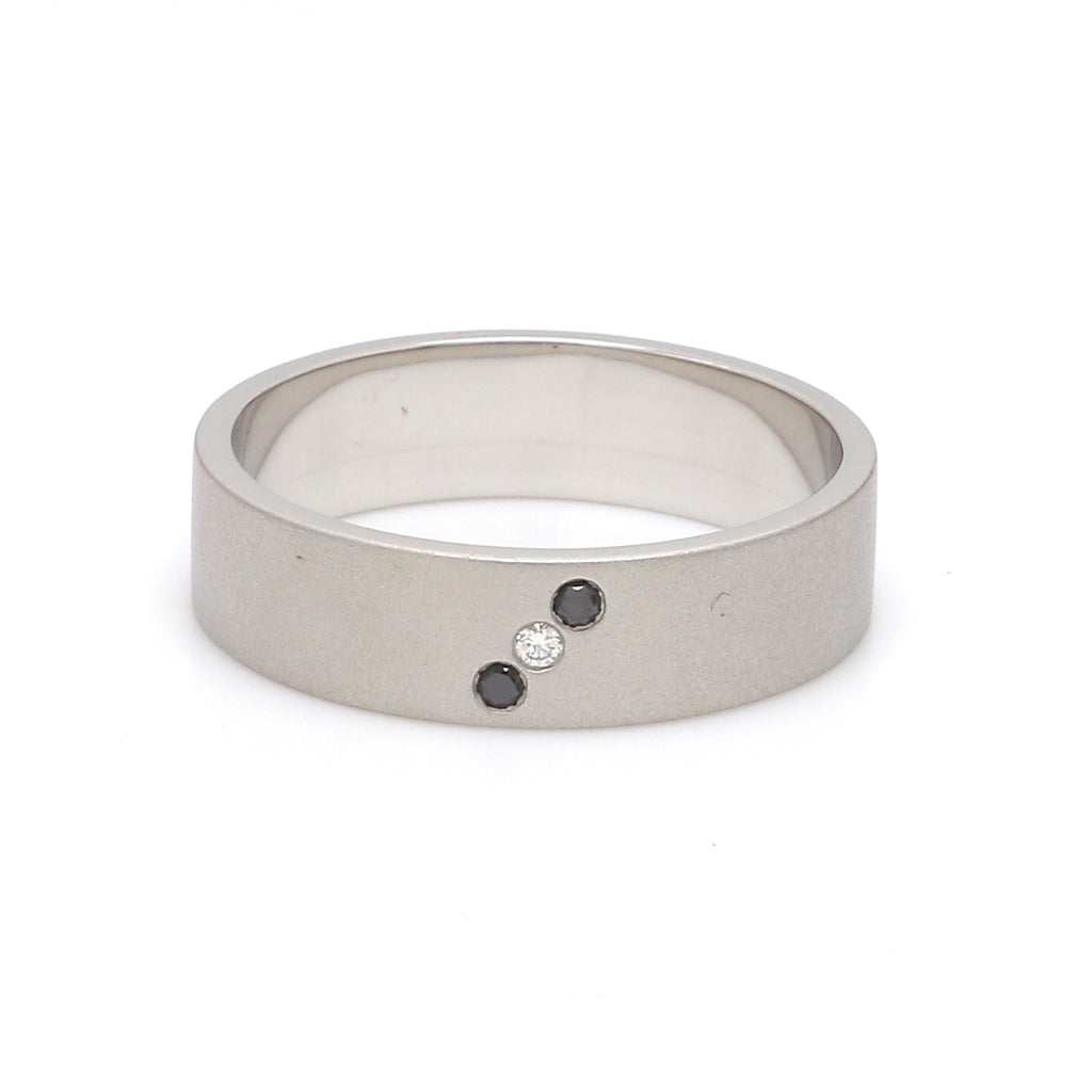 Customised Platinum White & Black Diamond Ring for Men JL PT 1140   Jewelove.US