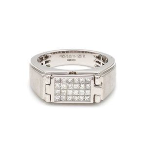 Designer 18K White Gold with Diamond Princess Cut Ring with a Openable Secret Message for Men JL PT 1009