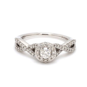 Customised 20-pointer Designer Platinum Solitaire Ring with Halo & Designer Shank JL PT 677-A