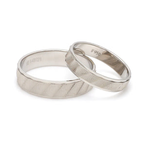 Designer Plain Platinum Love Bands with Unique Slanting Texture JL PT 1108  Both Jewelove.US