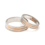 Load image into Gallery viewer, Designer Platinum &amp; Rose Gold Couple Rings JL PT 1129
