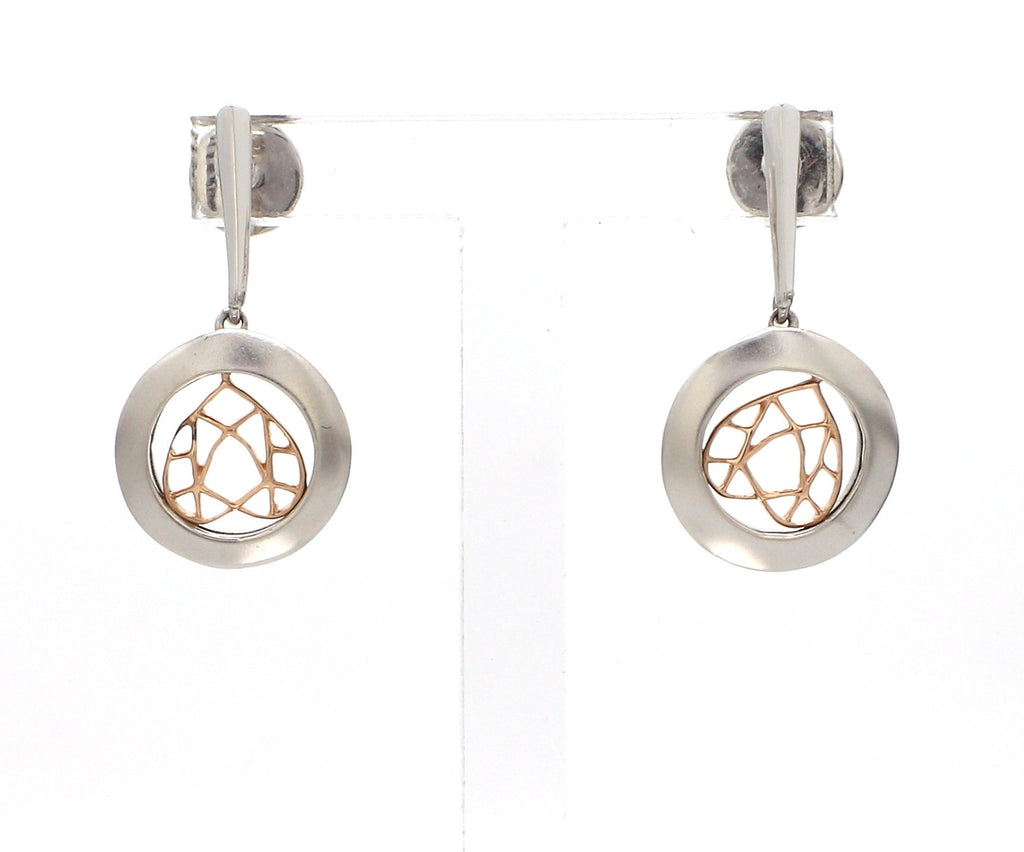 Designer Plain Platinum & Rose Gold Earrings JL PT E 219   Jewelove™