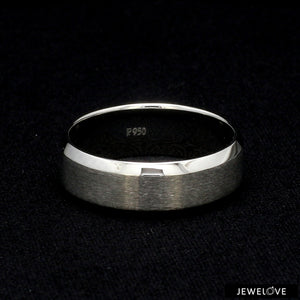 7mm Beveled Edges Plain Platinum Ring for Men JL PT 616 - Solid   Jewelove.US